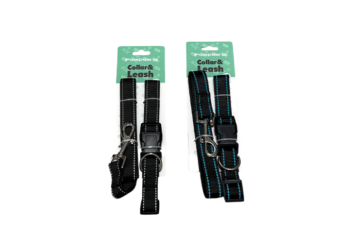 סט קולר + רצועה פוליאסטר פס מחזיר אור מידה L